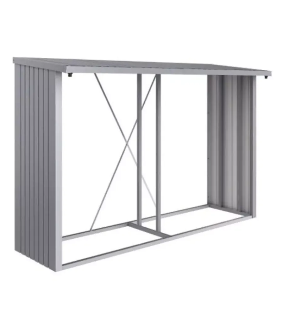 Biohort Contenitori Da Esterno|Legnaia "woodstock 300" in acciaio zincato argento metallizzato, 300,7x102x199 cm - 35040