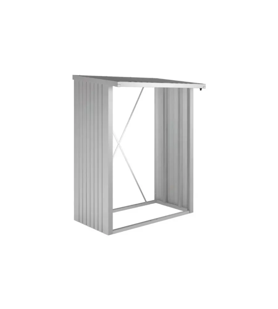 Biohort Contenitori Da Esterno|Legnaia "woodstock 150" in acciaio zincato argento metallizzato, 157x102x199 cm - 35010