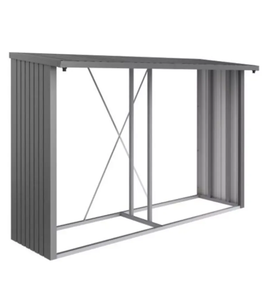 Contenitori Da Esterno-Biohort Legnaia "woodstock 300" in acciaio zincato grigio quarzo metallizzato, 300,7x102x199 cm - 38040