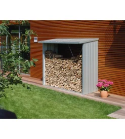 Contenitori Da Esterno-Biohort Legnaia "woodstock 230" in acciaio zincato argento metallizzato, 229x102x199 cm - 35020