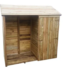 Contenitori Da Esterno|Legnaia da esterno in legno con sgabuzzino 187x78x157/187 cm
