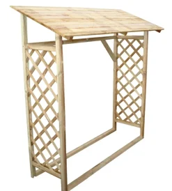 Sale Legnaia da giardino in legno con griglia senza pavimento 180x66x154/177 cm Contenitori Da Esterno