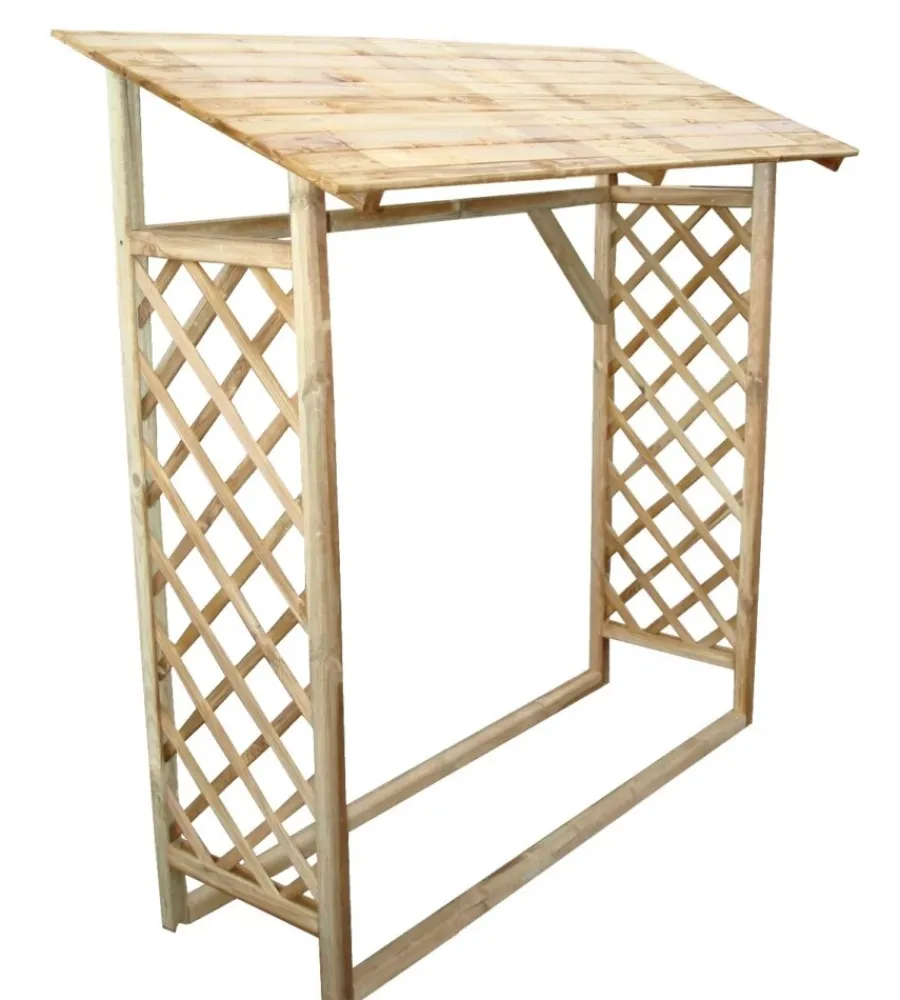 Sale Legnaia da giardino in legno con griglia senza pavimento 180x66x154/177 cm Contenitori Da Esterno
