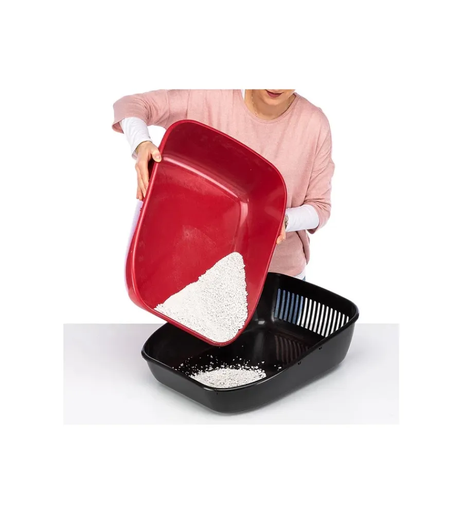 Ferplast Lettiere E Sabbia|Lettiera toilette gatto chiusa "magix" bordeaux 45,5x55,5x39 cm
