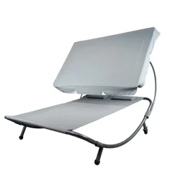 Mobili Da Giardino E Accessori-EuroGarden Lettino amaca da esterno in acciaio e textilene con tettuccio grigio 173x196x175 cm