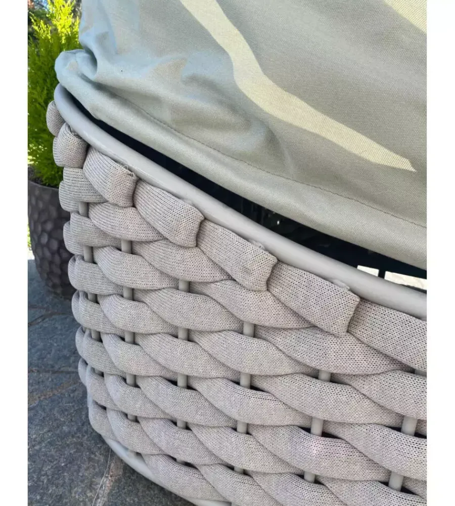 Mobili Da Giardino E Accessori|Lettino da giardino reclinabile con parasole a due posti riviera "agapanthus" tortora e verde 217x127x55/66 cm