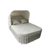 Mobili Da Giardino E Accessori- Lettino da giardino reclinabile con parasole a due posti riviera "agapanthus"" bianco e grigio 217x127x55/66 cm