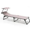 Mobili Da Giardino E Accessori- Lettino prendisole da esterno "shark"  reclinabile con parasole tortora