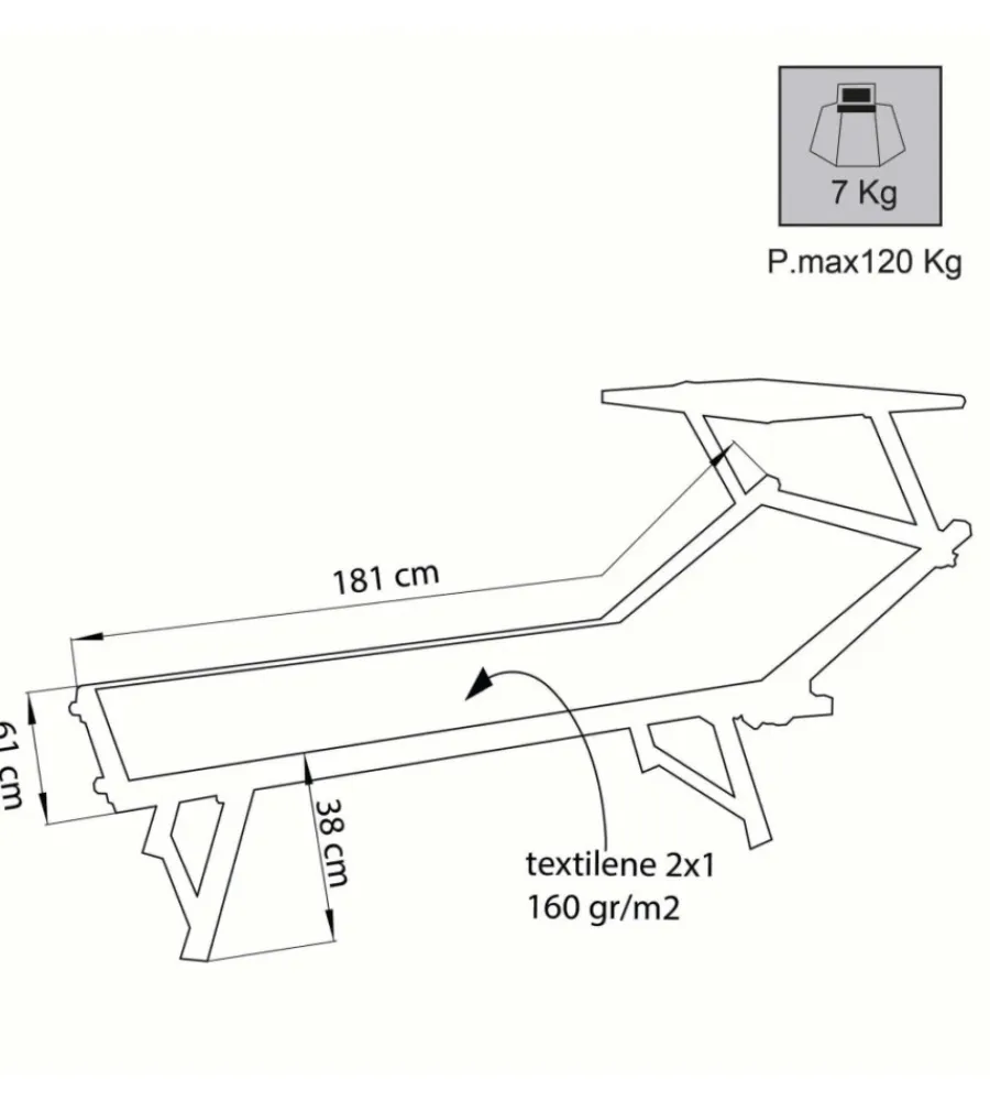 Mobili Da Giardino E Accessori- Lettino prendisole elica garden "bari" in alluminio e textilene blu melange 186x61x38 cm