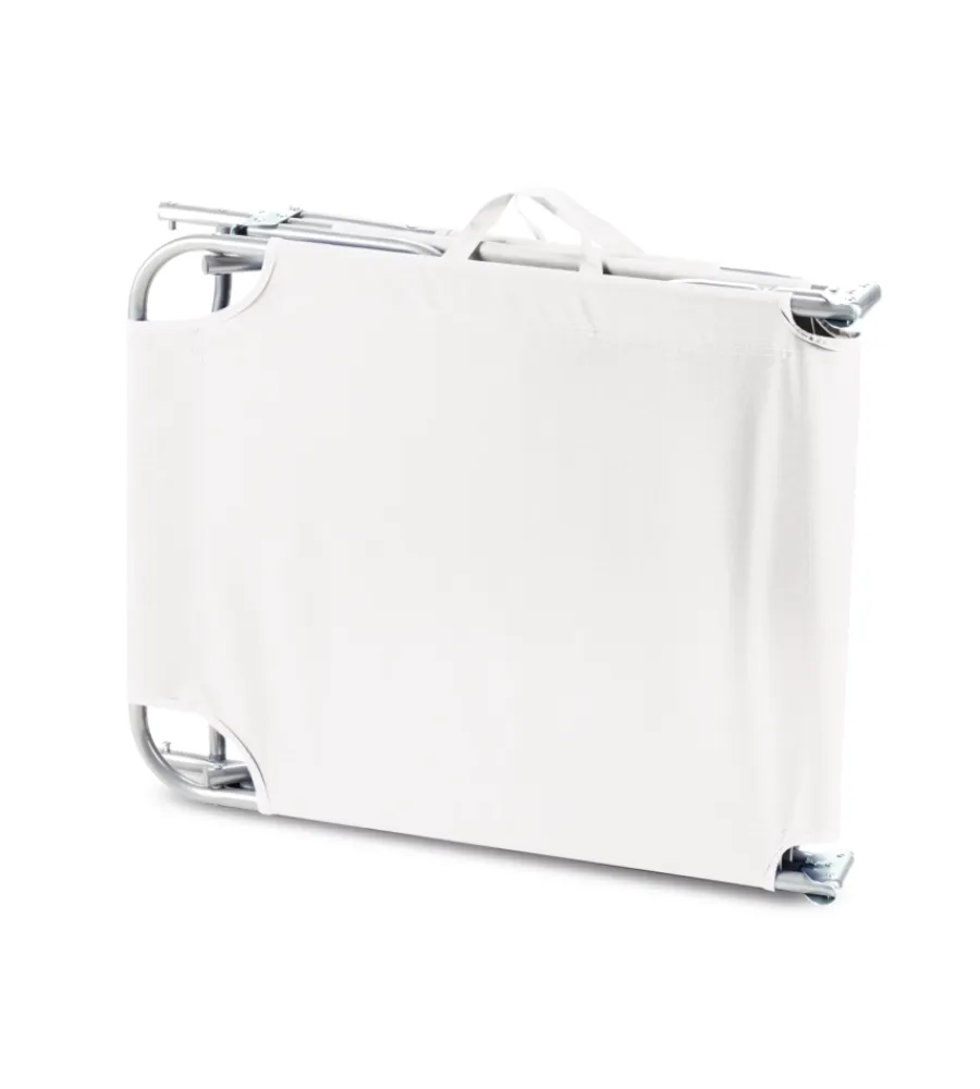Online Lettino prendisole pieghevole e reclinabile essenza "maiorca" in acciaio e pvc bianco 188x24x55 cm Mobili Da Giardino E Accessori