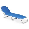 Hot Lettino prendisole pieghevole e reclinabile essenza "maiorca" in acciaio e pvc blu 188x24x55 cm Mobili Da Giardino E Accessori
