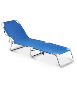 Hot Lettino prendisole pieghevole e reclinabile essenza "maiorca" in acciaio e pvc blu 188x24x55 cm Mobili Da Giardino E Accessori