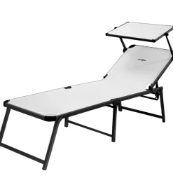 Brunner Mobili Da Giardino E Accessori|Lettino prendisole reclinabile con tettuccio "marbella high" in alluminio e syntex plus bianco 198x64x48 cm