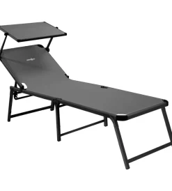 Best Lettino prendisole reclinabile con tettuccio "marbella high" in alluminio e syntex plus grigio 198x64x48 cm Mobili Da Giardino E Accessori