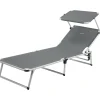 Clearance Lettino prendisole reclinabile con tettuccio "malibu" in alluminio e syntex plus grigio 189x61x26 cm Mobili Da Giardino E Accessori