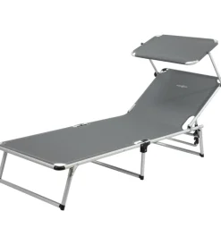 Clearance Lettino prendisole reclinabile con tettuccio "malibu" in alluminio e syntex plus grigio 189x61x26 cm Mobili Da Giardino E Accessori
