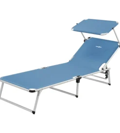 Brunner Mobili Da Giardino E Accessori|Lettino prendisole reclinabile con tettuccio "malibu" in alluminio e syntex plus blu 189x61x26 cm
