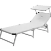 Sale Lettino prendisole reclinabile con tettuccio "marbella" in alluminio e syntex plus bianco 192x67x30 cm Mobili Da Giardino E Accessori
