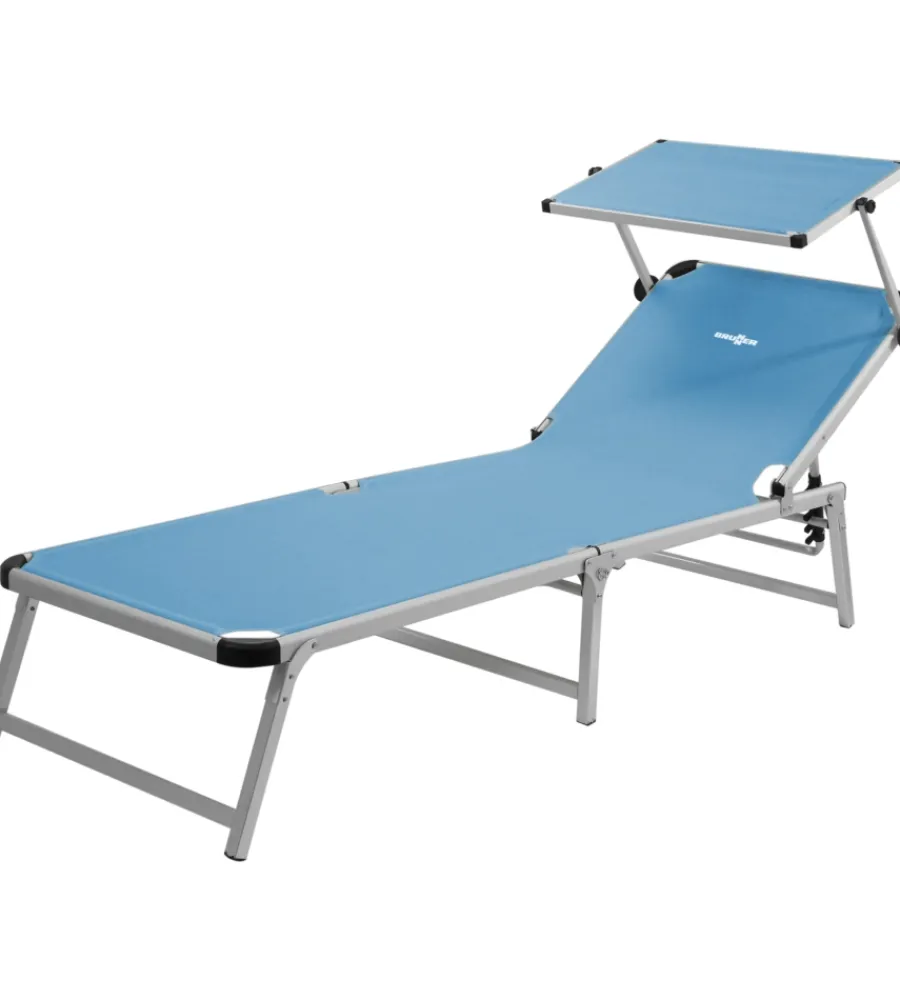 Mobili Da Giardino E Accessori-Brunner Lettino prendisole reclinabile con tettuccio "marbella" in alluminio e syntex plus azzurro 192x67x30 cm