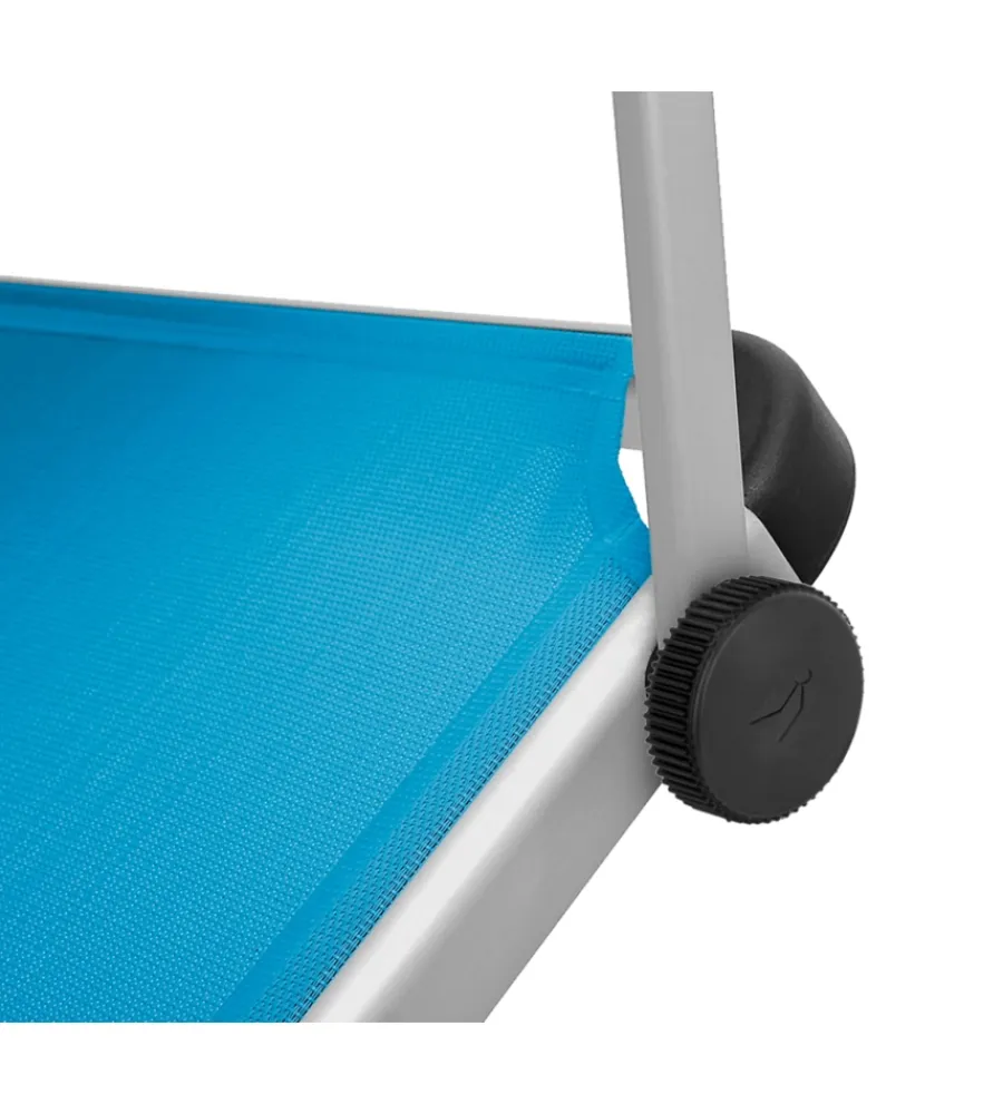 Mobili Da Giardino E Accessori-Brunner Lettino prendisole reclinabile con tettuccio "marbella" in alluminio e syntex plus azzurro 192x67x30 cm