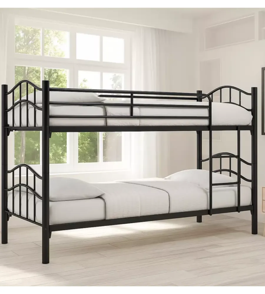 Hot Letto a castello "berna" scomponibile in 2 letti singoli in ferro nero 203x83x145,5 cm Letti E Comodini