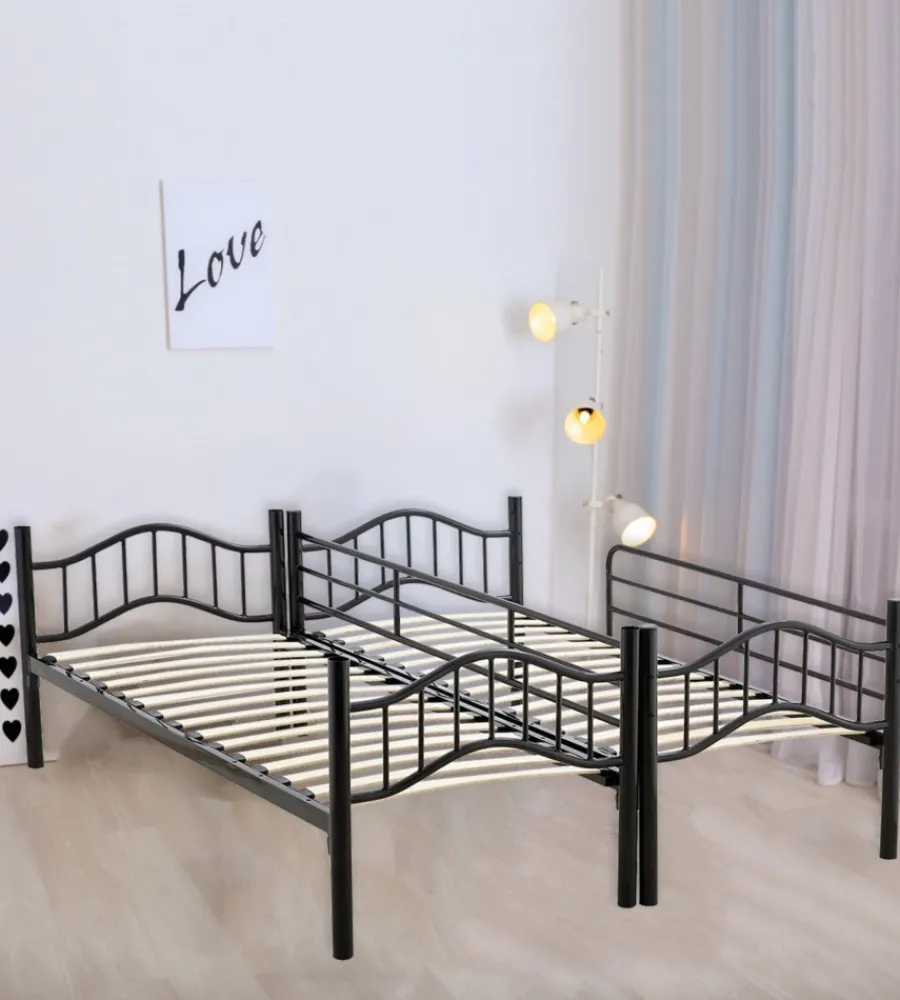 Hot Letto a castello "berna" scomponibile in 2 letti singoli in ferro nero 203x83x145,5 cm Letti E Comodini