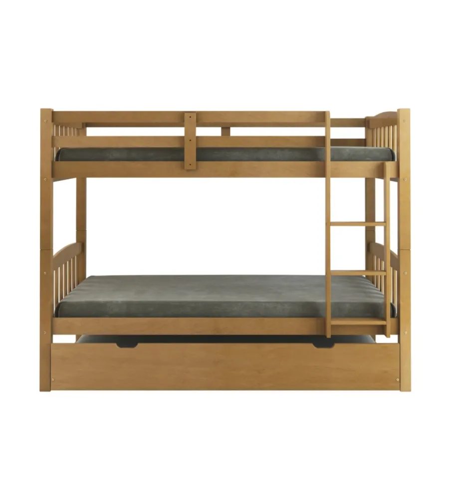 BellaHome Letti E Comodini|Letto a castello "tolosa" in pino massello miele 201,5x97,5x156 cm
