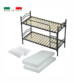 Letti E Comodini|Letto a castello con rete a doghe somnus 2 cuscini e 2 materassi 203x145,5x83 cm