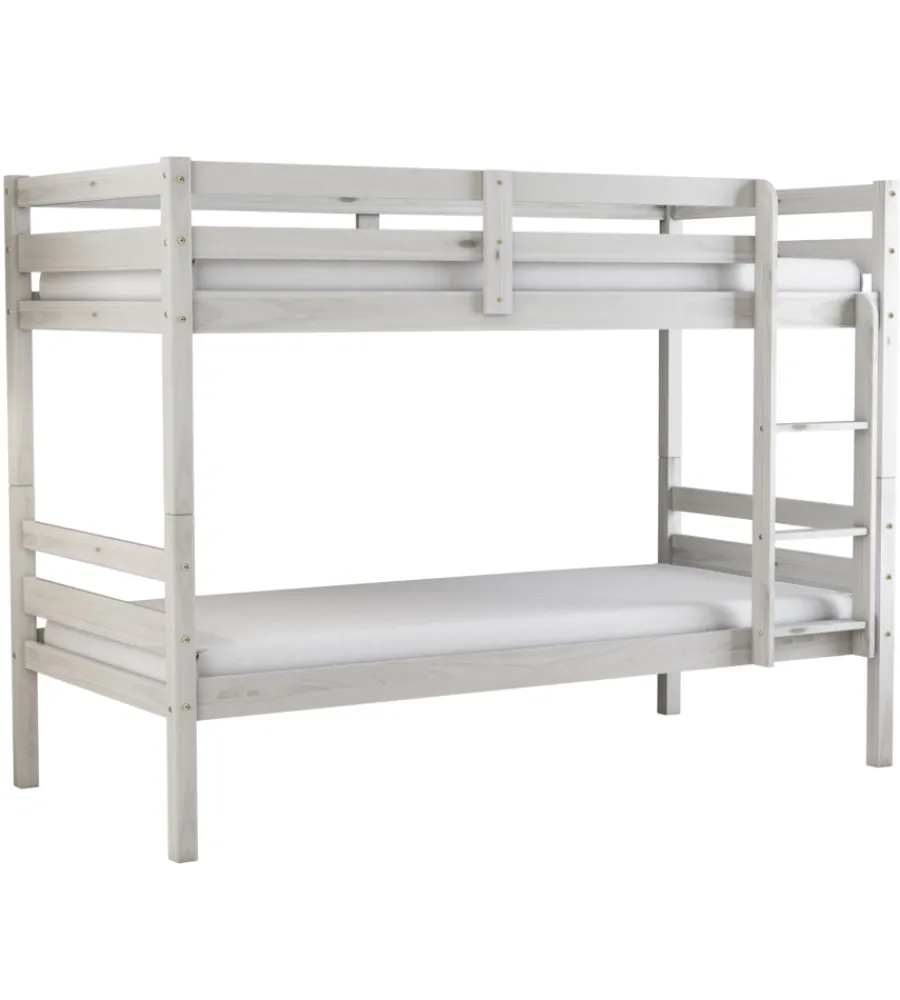 Letti E Comodini-BellaHome Letto a castello "lione" in pino massello bianco 199,5x97x150 cm