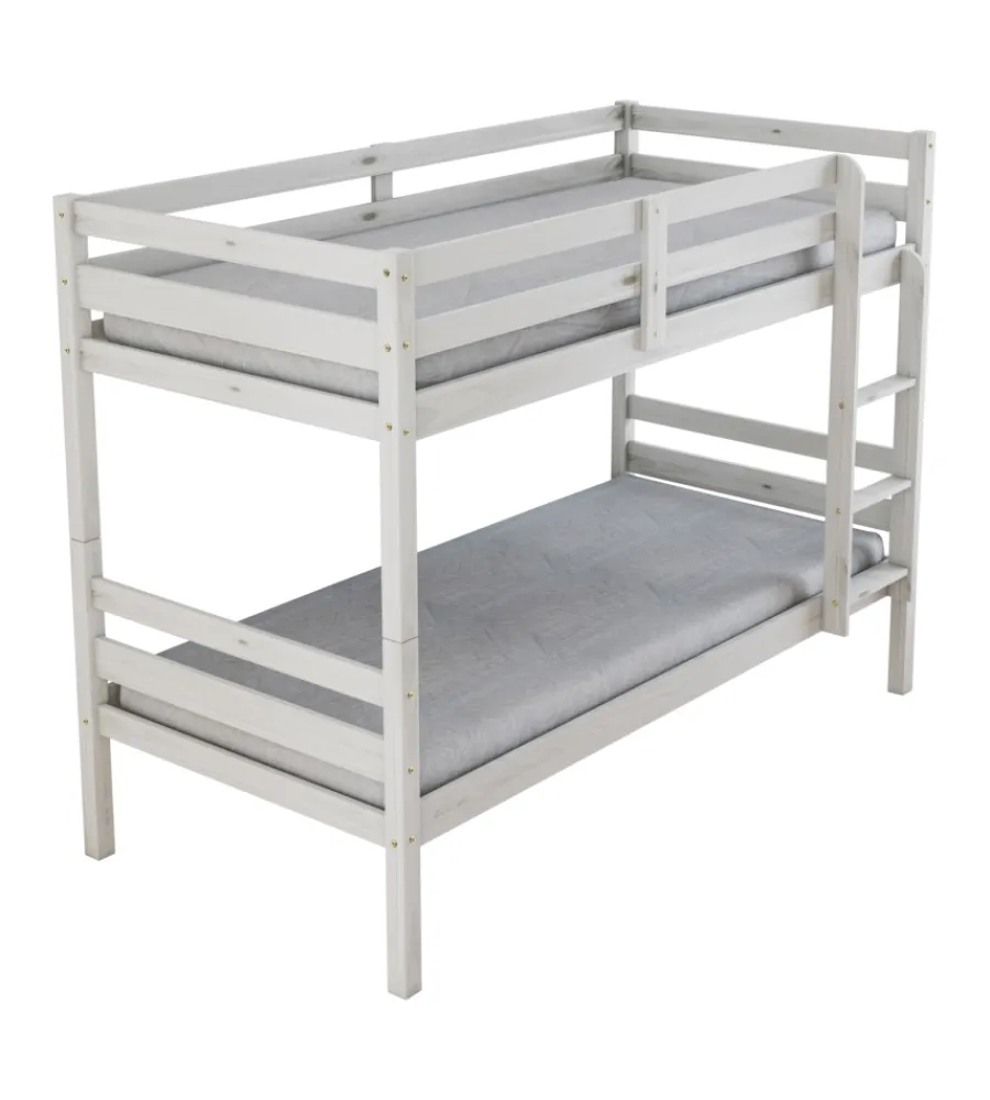 Letti E Comodini-BellaHome Letto a castello "lione" in pino massello bianco 199,5x97x150 cm