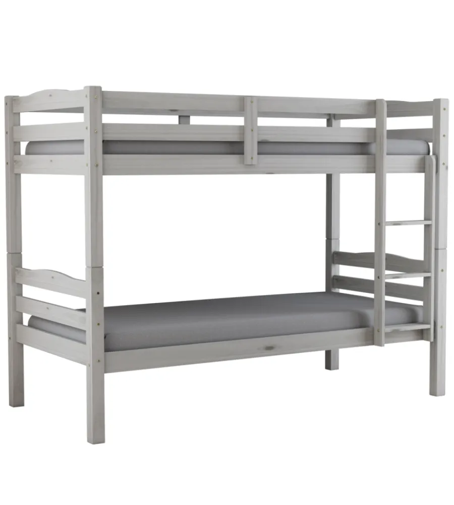 Letti E Comodini-BellaHome Letto a castello "marsiglia" in pino massello bianco 202x98x150 cm