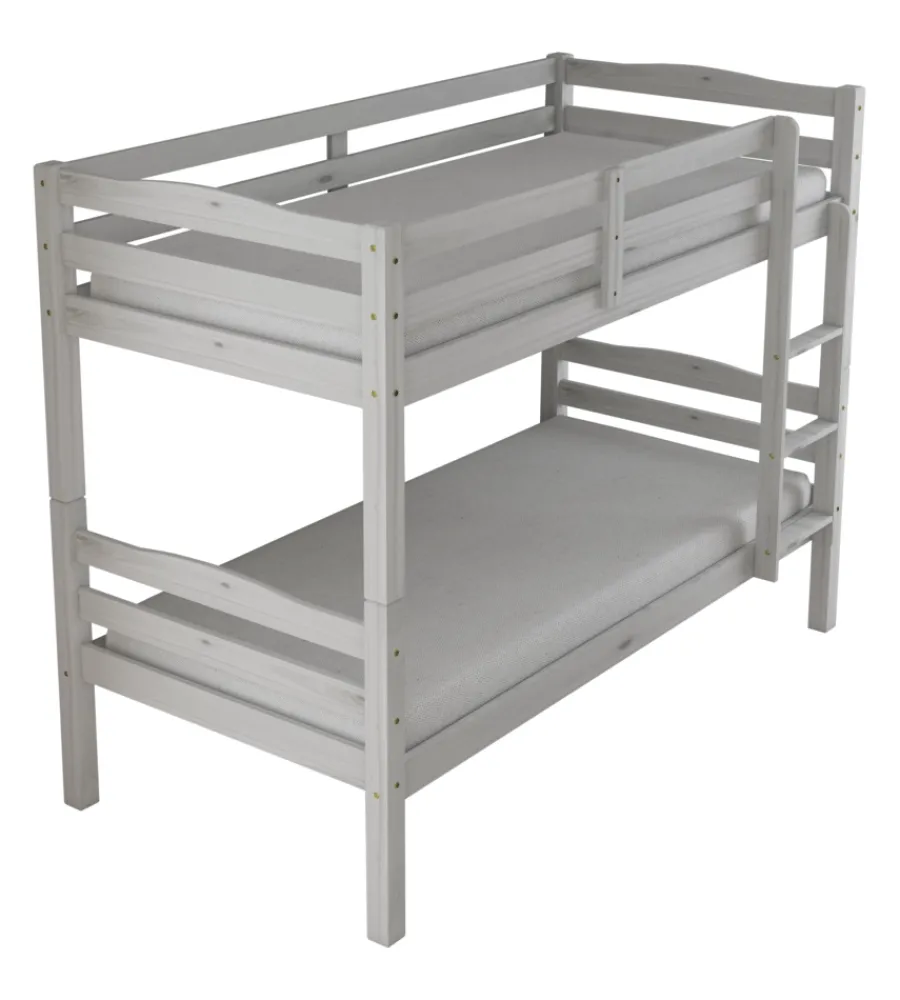 Letti E Comodini-BellaHome Letto a castello "marsiglia" in pino massello bianco 202x98x150 cm