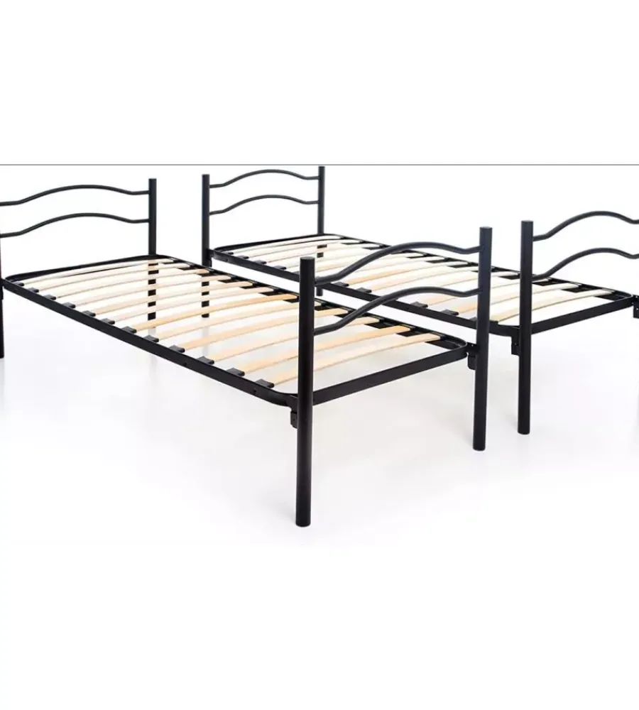 Sale Letto a castello smontabile in metallo nero 203x145,5x83 cm Letti E Comodini