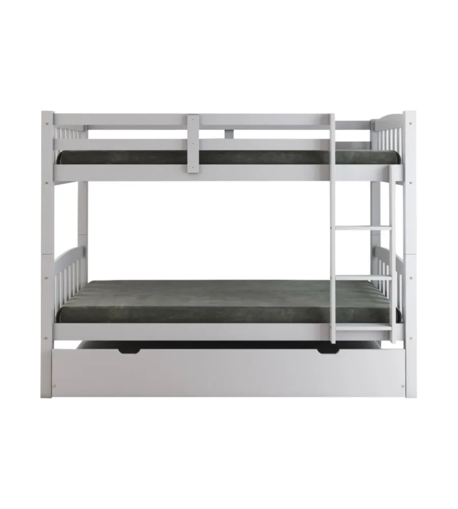 BellaHome Letti E Comodini|Letto a castello "tolosa" in pino massello bianco 201x98x154 cm