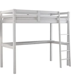 Letto a soppalco con scrivania "nizza" in pino massello bianco laccato 202x98x176 cm Letti E Comodini
