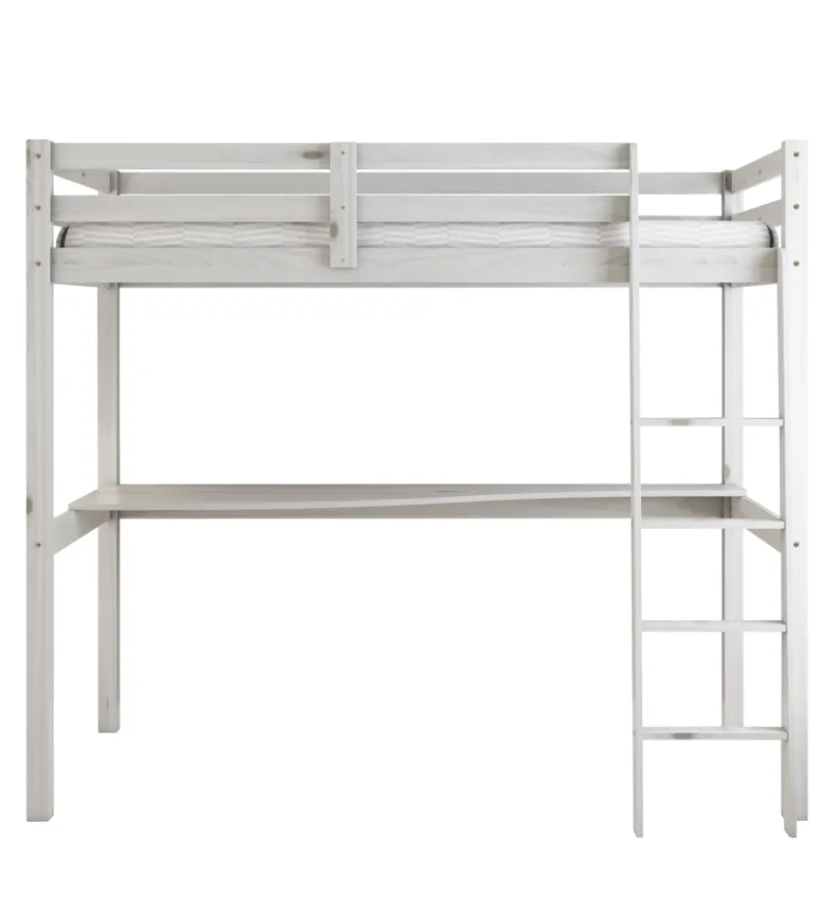 Sale Letto a soppalco con scrivania "nizza" in pino massello bianco 202x98x176 cm Letti E Comodini