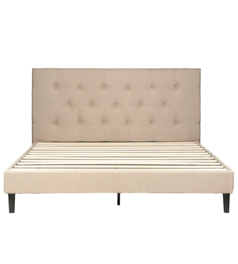 BellaHome Letti E Comodini|Letto matrimoniale "parigi" beige 160x200x102 cm