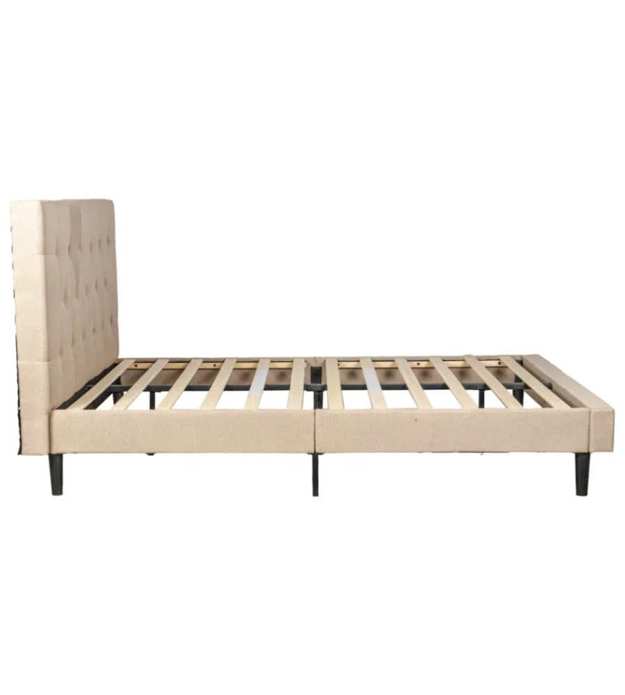 BellaHome Letti E Comodini|Letto matrimoniale "parigi" beige 160x200x102 cm