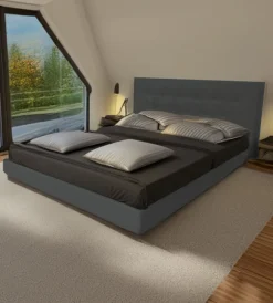 Letti E Comodini-BellaHome Letto matrimoniale "parigi" grigio scuro 160x200x102 cm