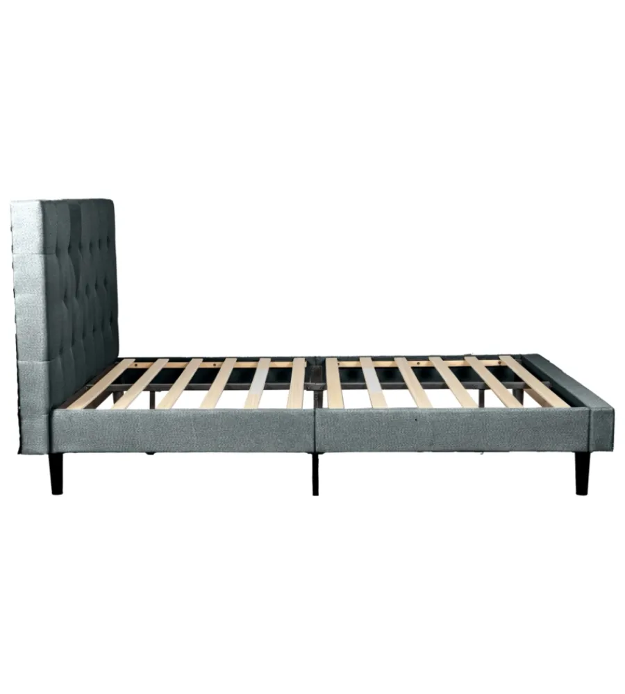 Letti E Comodini-BellaHome Letto matrimoniale "parigi" grigio scuro 160x200x102 cm