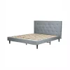 New Letto matrimoniale "parigi" grigio chiaro 160x200x102 cm Letti E Comodini