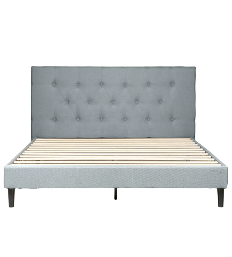 New Letto matrimoniale "parigi" grigio chiaro 160x200x102 cm Letti E Comodini
