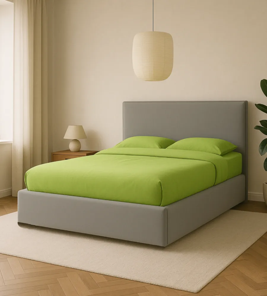 Letti E Comodini- Letto matrimoniale contenitore "zoom" in ecopelle grigio 160x190 cm