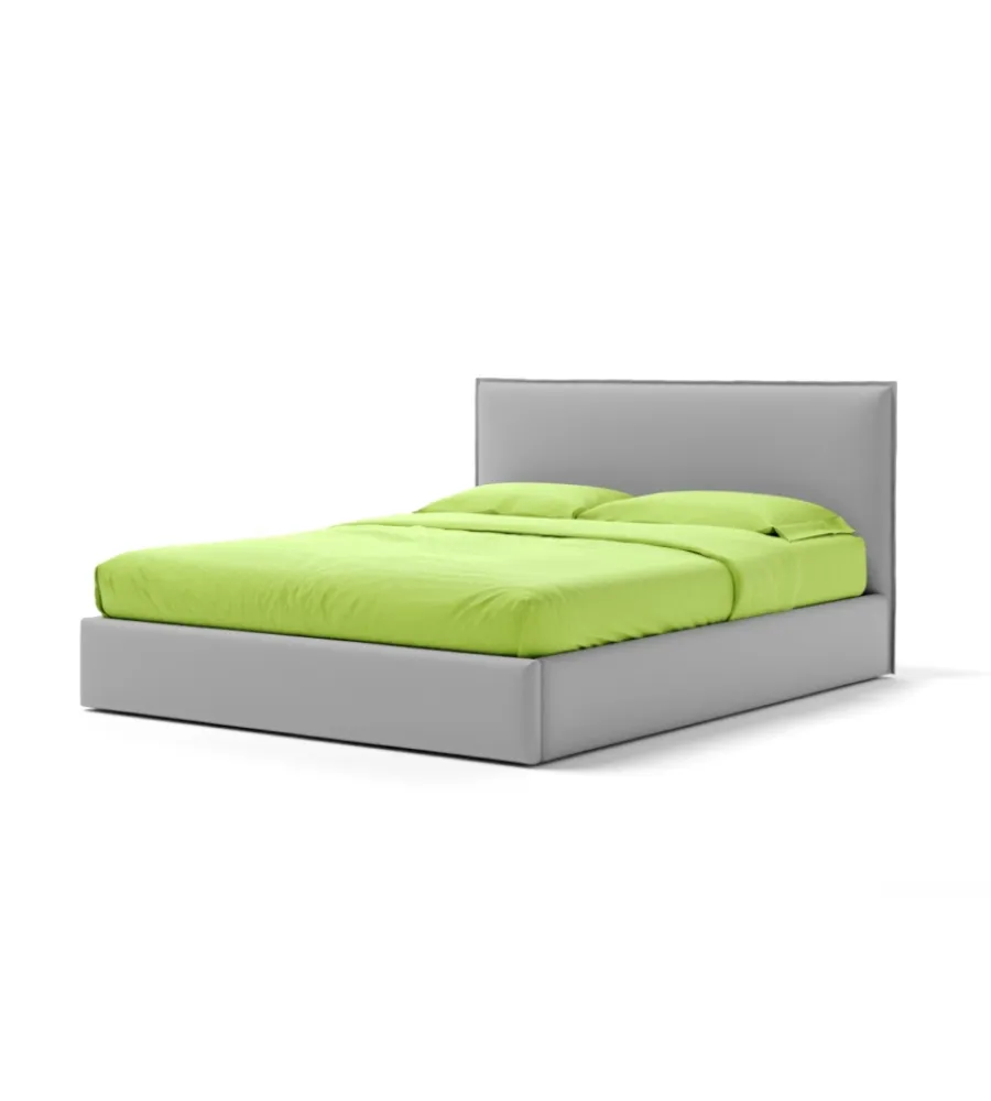 Letti E Comodini- Letto matrimoniale contenitore "zoom" in ecopelle grigio 160x190 cm