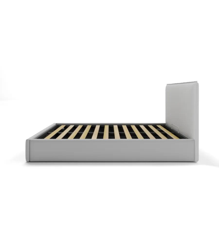 Letti E Comodini- Letto matrimoniale contenitore "zoom" in ecopelle grigio 160x190 cm