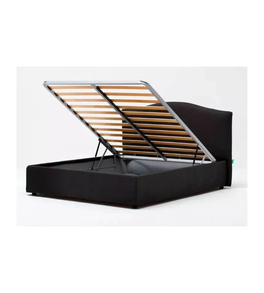 Letti E Comodini- Letto matrimoniale contenitore "hill" antracite 160x190 cm