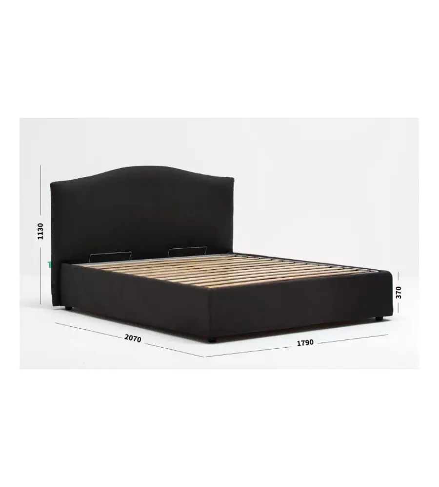 Letti E Comodini- Letto matrimoniale contenitore "hill" antracite 160x190 cm