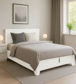 Letti E Comodini- Letto matrimoniale contenitore con piedini "hi box" bianco 160x190 cm