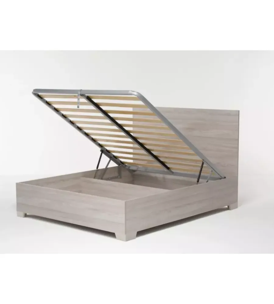 Letti E Comodini|Letto matrimoniale contenitore con piedini "hi box" olmo naturale 160x190 cm