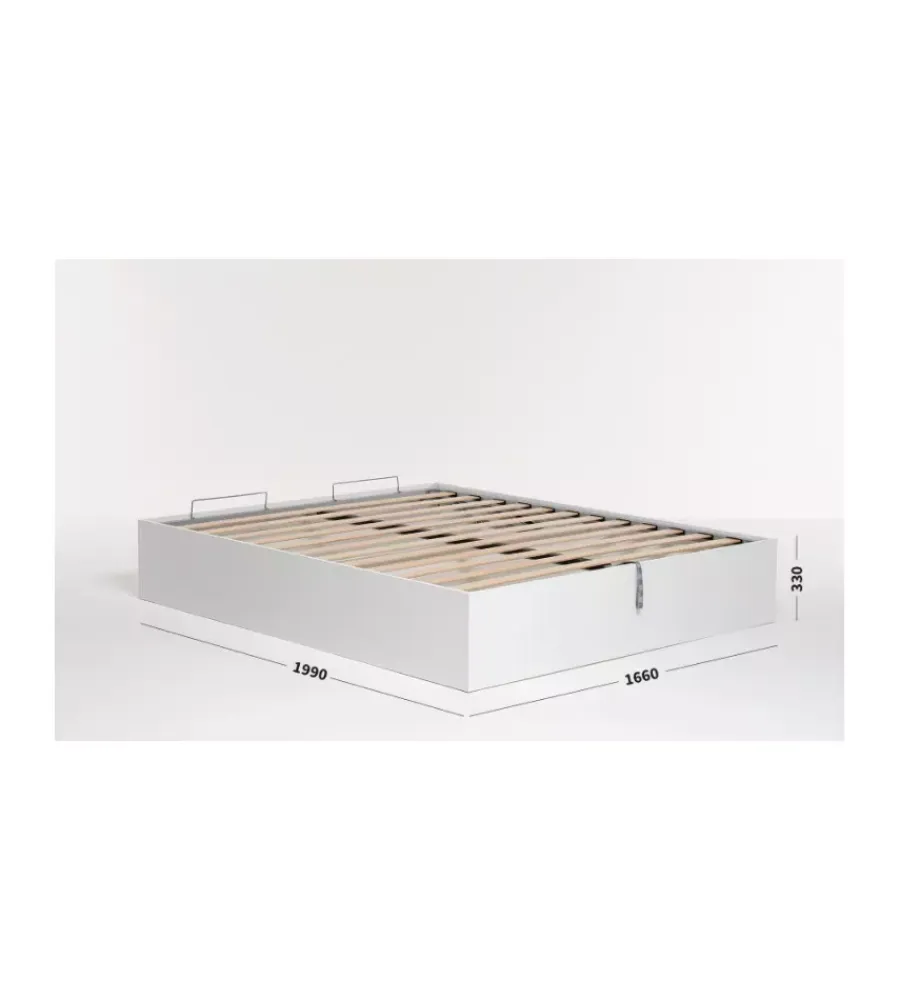 Letti E Comodini- Letto matrimoniale contenitore "bed box" bianco 160x190 cm